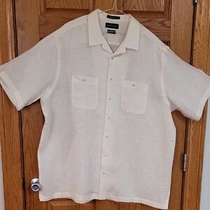Paul Fredrick Linen Cream Men's Shirt
